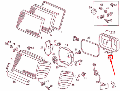 NEW MERCEDES-BENZ E W124 FRONT LEFT LIGHTING UNIT CAP A1248200949 ORIGINAL