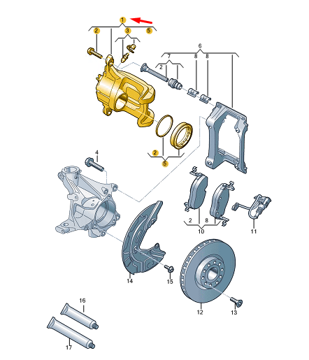 new skoda enyaq iv front right brake caliper 1ea615124b original