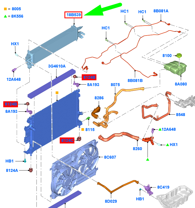 new ford kuga c520 mk2 intercooler 1862383 f1f1-8d048-ab original