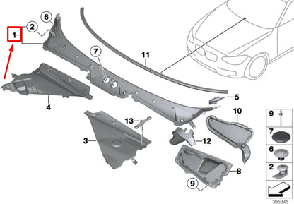 NEW BMW 2 F22,F87 FRONT WIPER COWL WINDSHIELD TRIM 7240672 51717240672 ORIGINAL