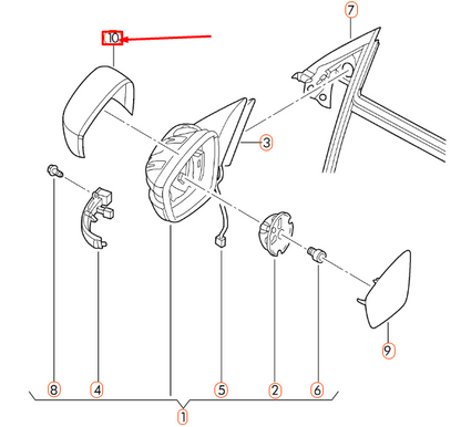 NEW VW BEETLE A5 FRONT LEFT DOOR MIRROR COVER CAP 5C6857537AGRU ORIGINAL
