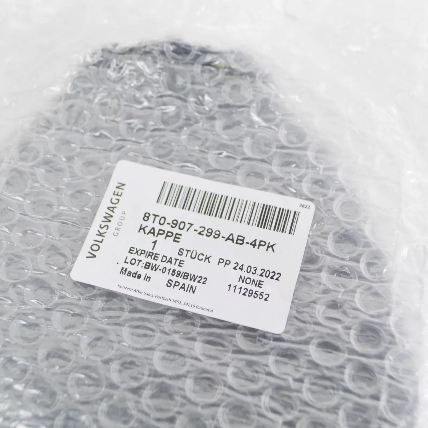 NEW AUDI A4 B8 SOUL BLACK COVER CAP 8T0907299AB4PK ORIGINAL