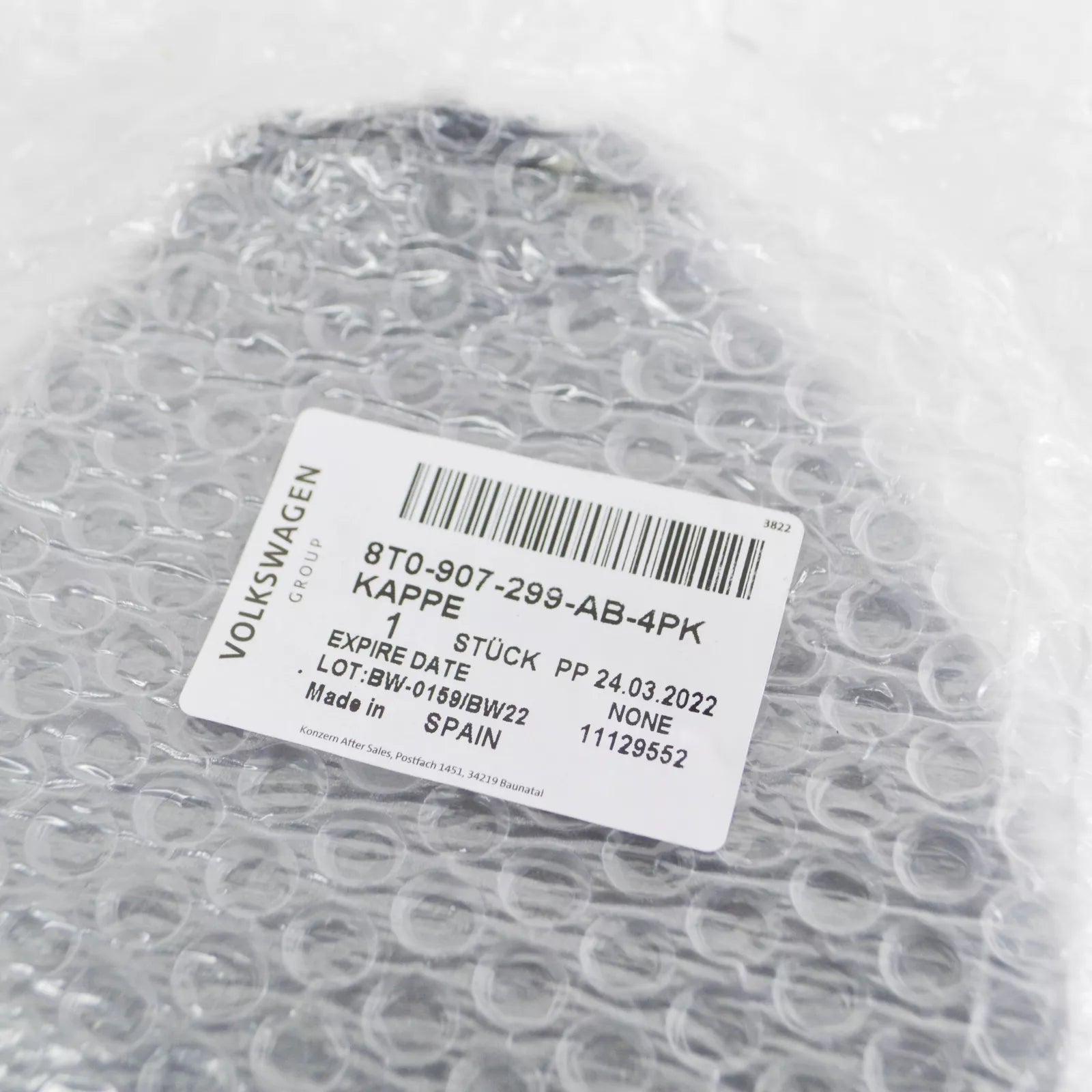 NEW AUDI A4 B8 SOUL BLACK COVER CAP 8T0907299AB4PK ORIGINAL