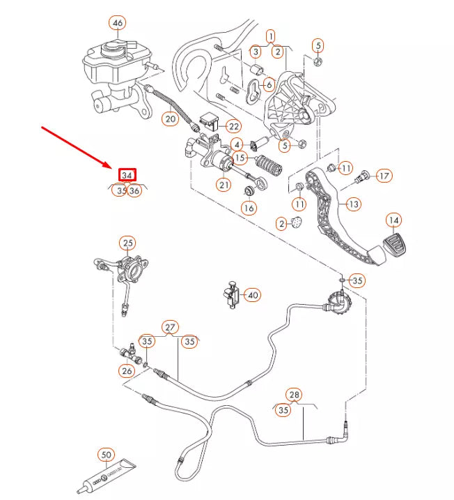 NEW AUDI A1 MK1 CLUTCH HYDRAULIC LINE SEALING KIT 1K0798741 ORIGINAL