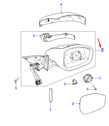 new jaguar e-pace x540 front right side wing mirror lhd j9c21186 original