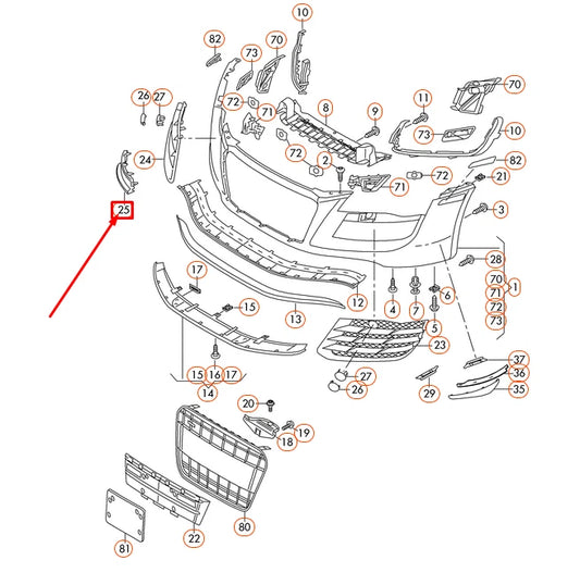 NEW AUDI R8 4S FRONT BUMPER RIGHT COVER FOR TOWING EYE 420807205T94 OEM