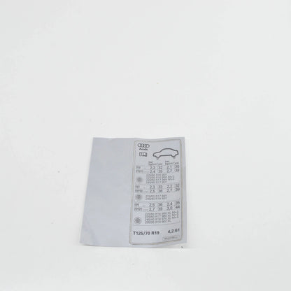 NEW AUDI A4 B8 TYRE PRESSURE DATA PLATE 8K0010502LJ ORIGINAL