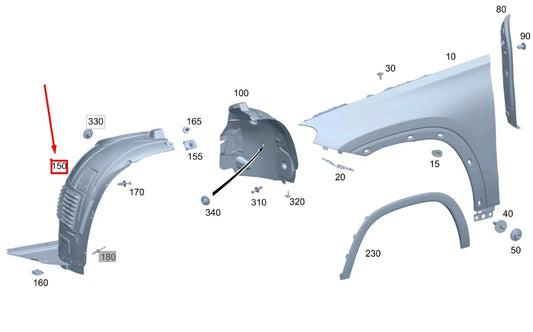 NEW MB GLE W167 FRONT RIGHT WHEEL HOUSING LINER FRONT PART A1676901608