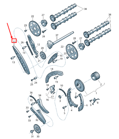 new vw touareg cr engine timing chain guide rail 059109469ab original