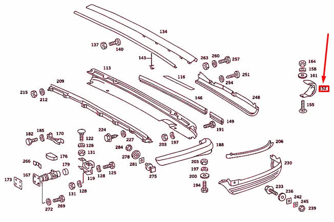 NEW MERCEDES-BENZ SL R107 REAR RIGHT BUMPER GUARD A1168800855