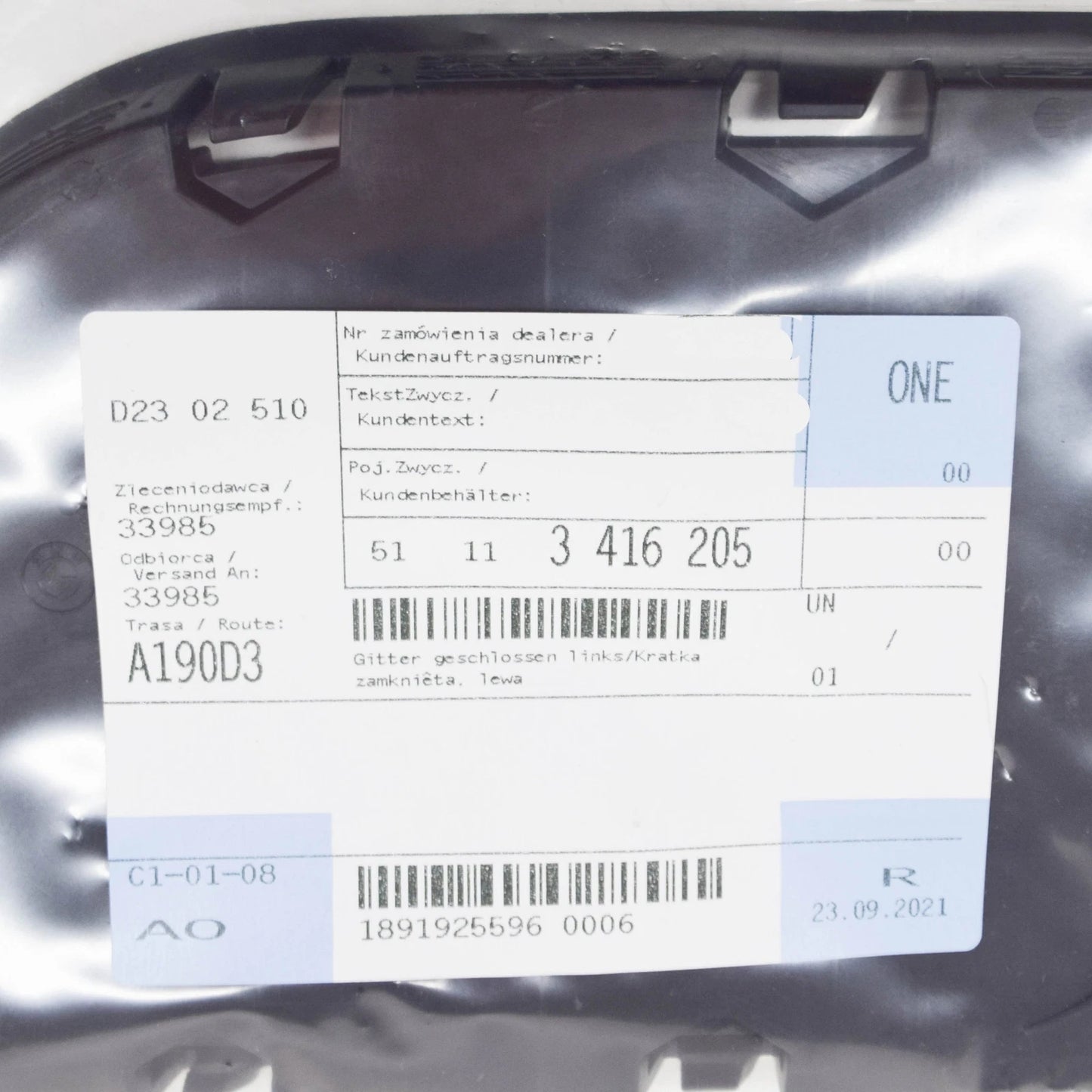 NEW BMW X3 E83 FRONT BUMPER GRILLE GRILL LEFT 51113416205 3416205 ORIGINAL