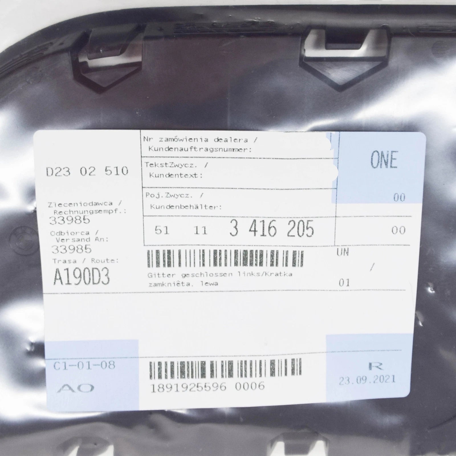 NEW BMW X3 E83 FRONT BUMPER GRILLE GRILL LEFT 51113416205 3416205 ORIGINAL