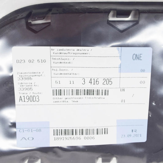 NEW BMW X3 E83 FRONT BUMPER GRILLE GRILL LEFT 51113416205 3416205 ORIGINAL