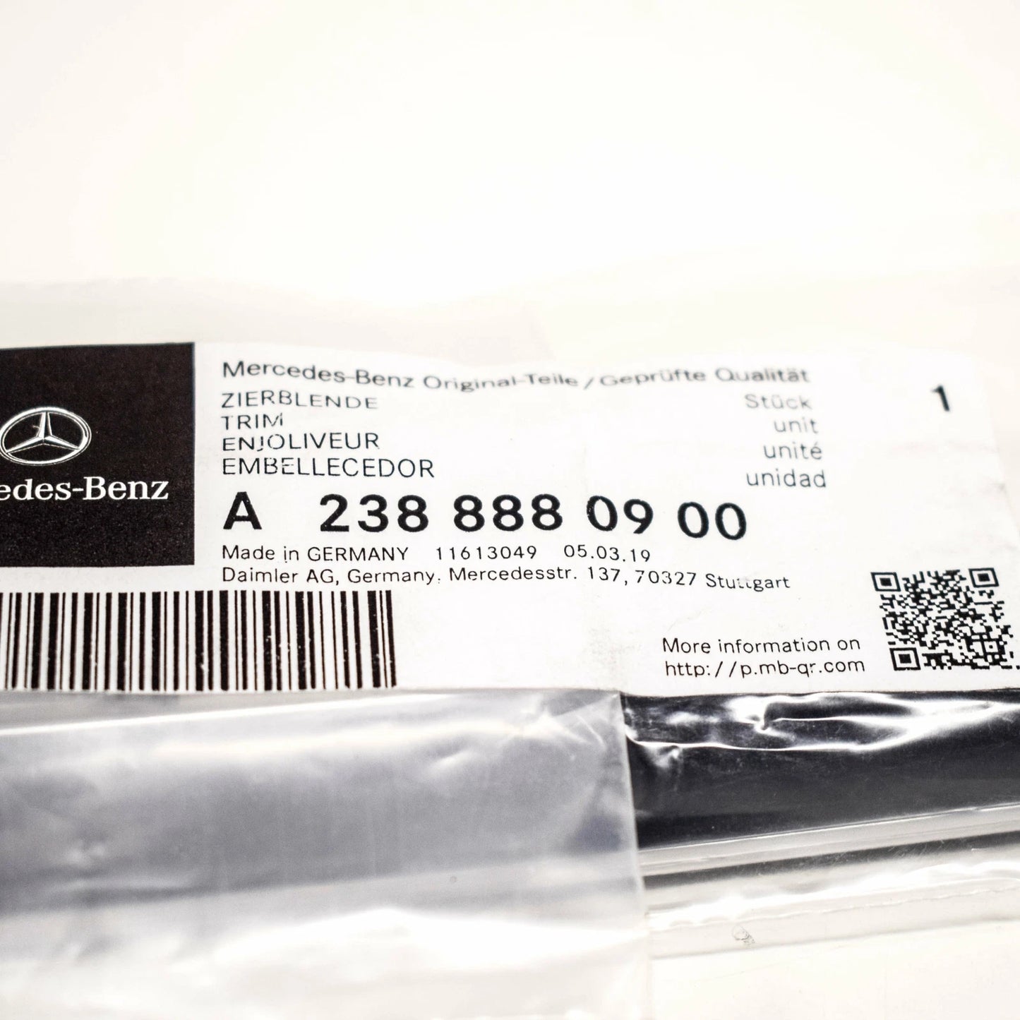 NEW MB E W213 FRONT BUMPER LEFT CHROME MOULDING TRIM A2388880900 ORIGINAL