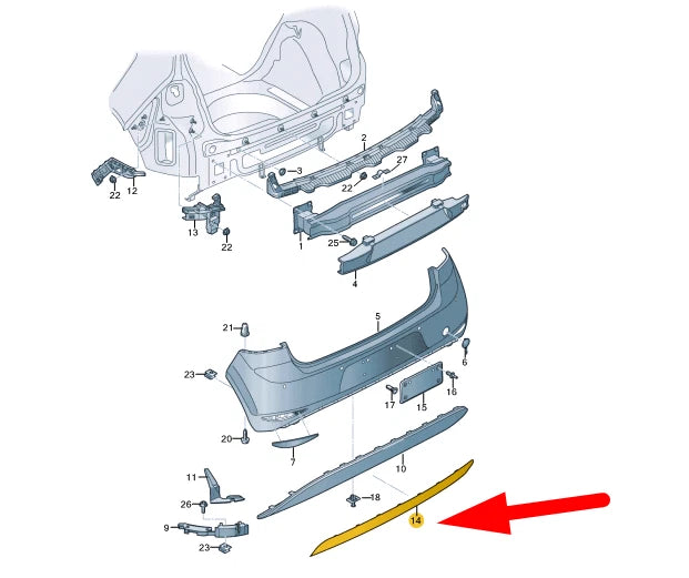 NEW VOLKSWAGEN GOLF MK7 REAR BUMPER UNDERRUN BAR 5G0807531B041 ORIGINAL