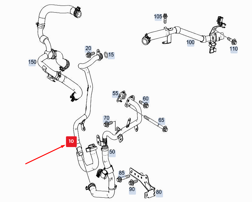 new mercedes-benz gle w167 engine coolant line a6542032901 original