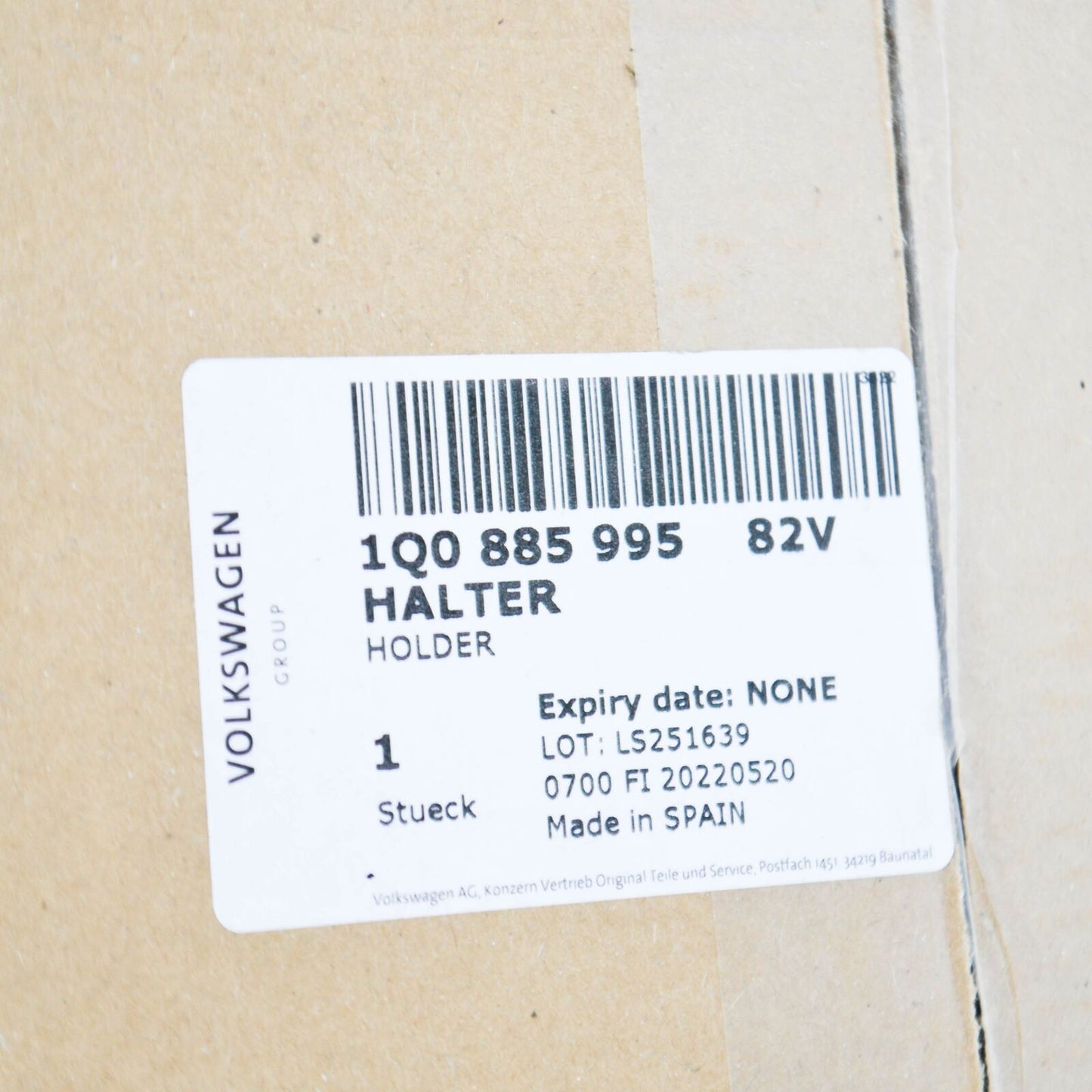 NEW VOLKSWAGEN EOS REAR DRINKS CUP HOLDER 1Q088599582V ORIGINAL