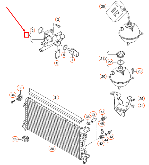 NEW AUDI A1 8X COOLANT WATER CONNECTION 06F121132H ORIGINAL