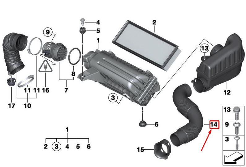 new mini countryman r60 air inlet intake manifold hose 13719804245 original