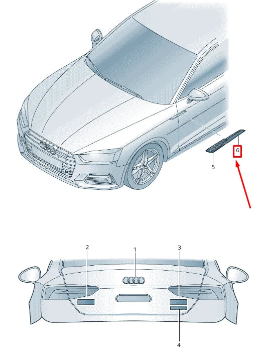 NEW AUDI A5 SPORTBACK F5 FRONT RIGHT FENDER TRIM 8W6853604DT94 ORIGINAL