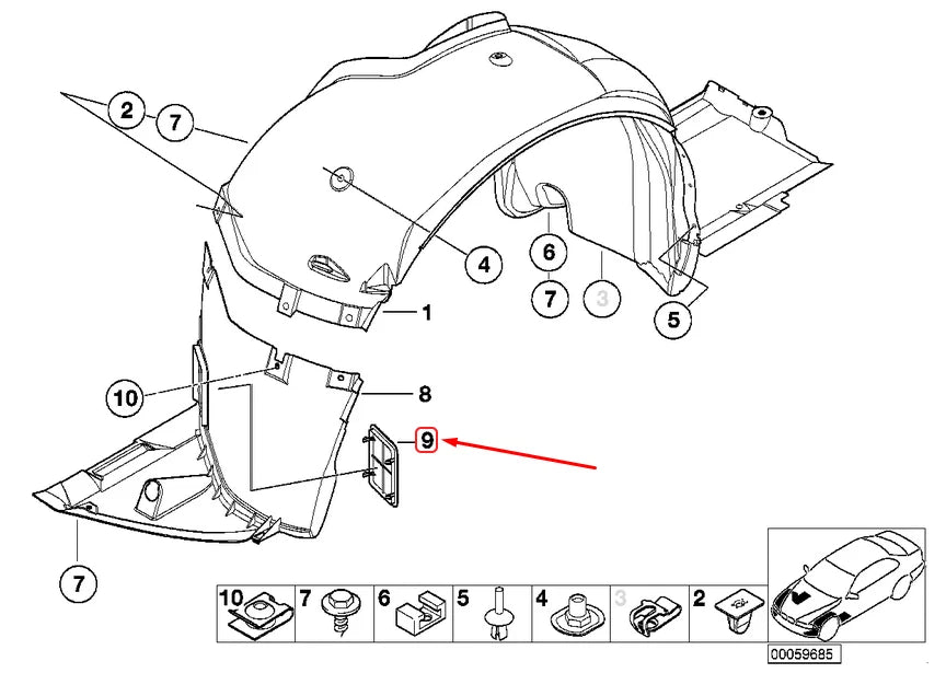 NEW BMW 3 COUPE E46 FRONT WHEEL ARCH TRIM LEFT COVER 51717894515 ORIGINAL