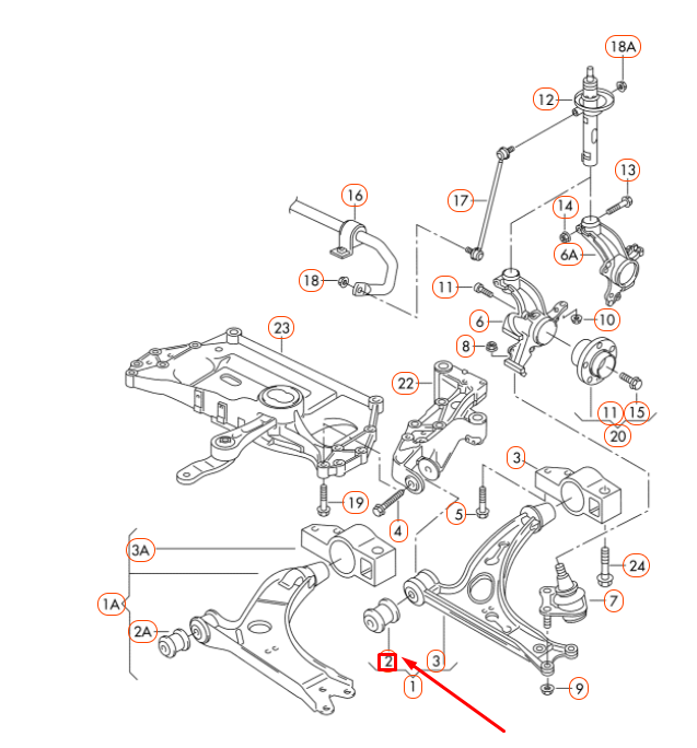 NEW AUDI A3 8P FRONT CONTROL ARM BONDED RUBBER BUSH 1K0407182 ORIGINAL