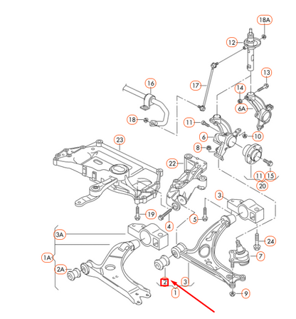 NEW AUDI A3 8P FRONT CONTROL ARM BONDED RUBBER BUSH 1K0407182 ORIGINAL