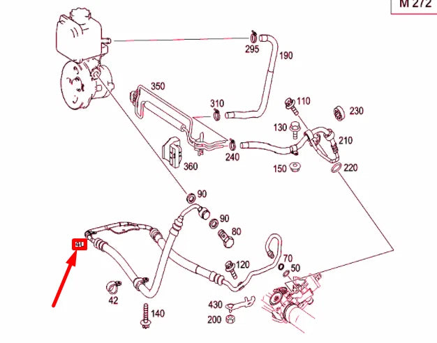 NEW MERCEDES-BENZ E W211 PUMP TO STEERING LINE LHD A2114604324 ORIGINAL