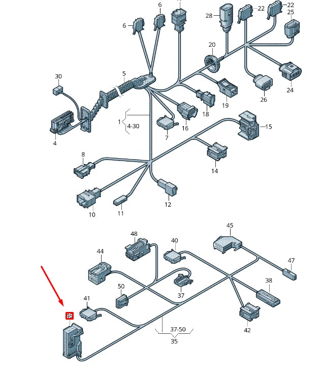NEW VW TOUAREG 7P MK2 FLAT CONTACT HOUSING WITH CAP 32 PIN 1J0972977D