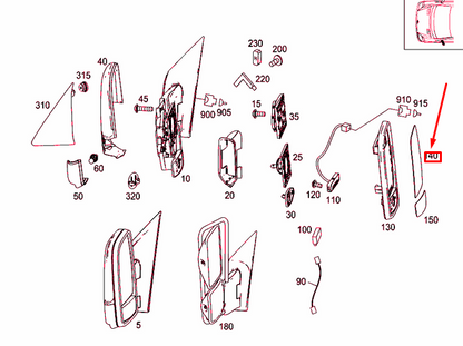 NEW MB SPRINTER 906 FRONT LEFT DOOR MIRROR TOP GLASS A0028115633 ORIGINAL