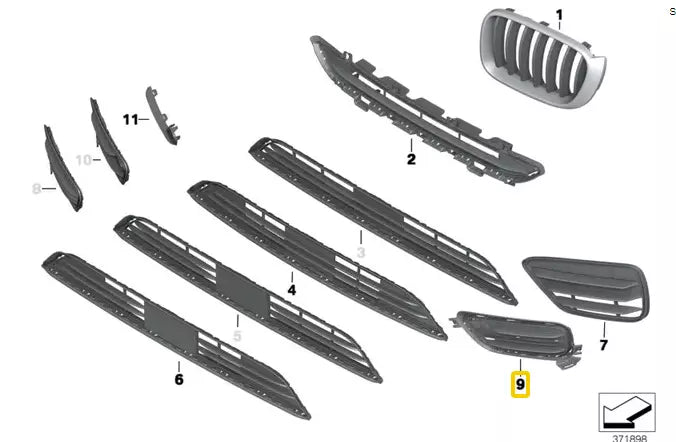 NEW BMW X4 F26 FRONT BUMPER LEFT VENT GRILLE 51117348109 ORIGINAL