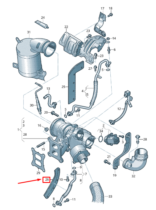 new vw passat b8 3g turbocharger mount heat shield 06k133833ap original