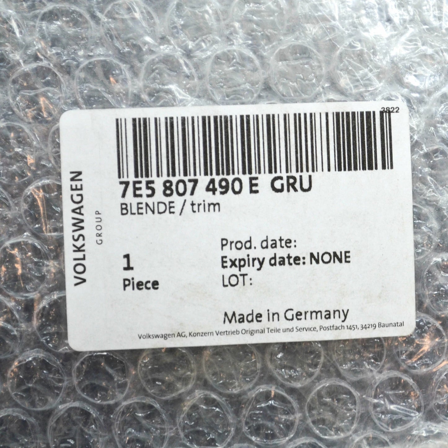 NEW VW TRANSPORTER T5 FRONT RIGHT BUMPER LOWER GRILLE 7E5807490EGRU