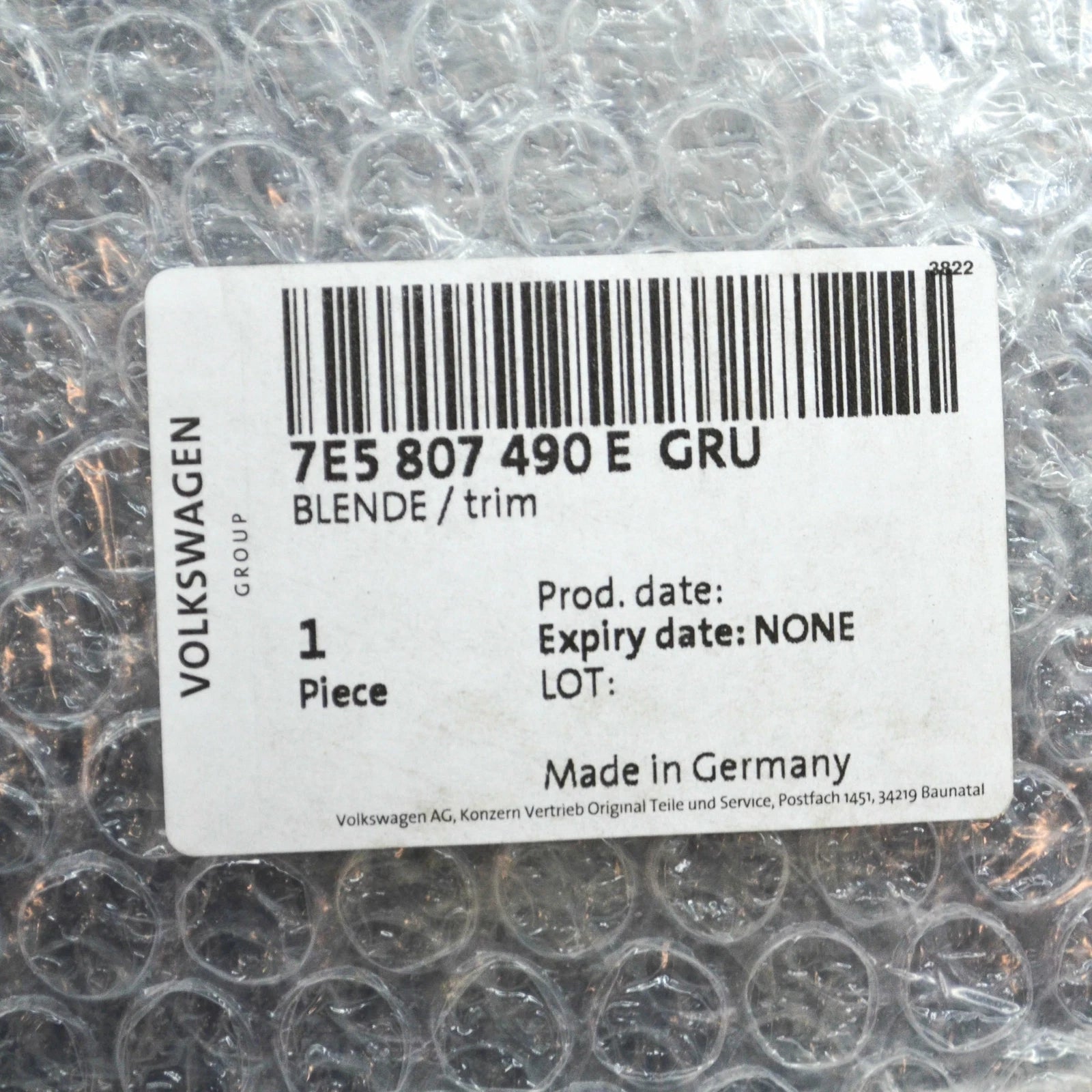 NEW VW TRANSPORTER T5 FRONT RIGHT BUMPER LOWER GRILLE 7E5807490EGRU