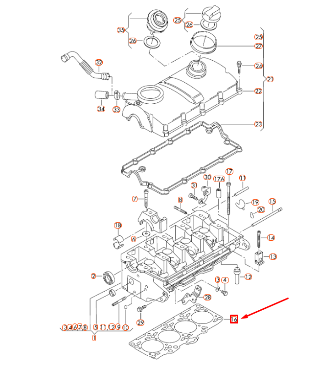 NEW AUDI A3 8P CYLINDER HEAD GASKET 1,57MM 038103383DF ORIGINAL