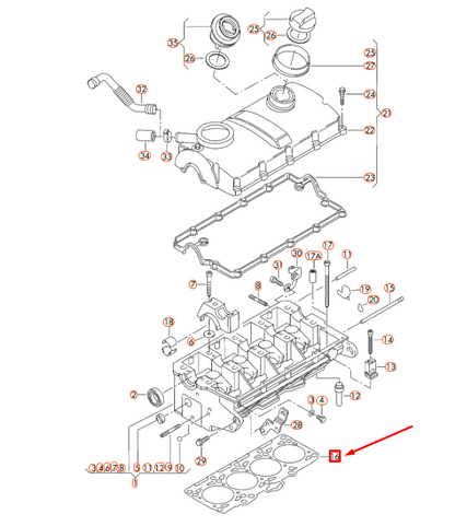 NEW AUDI A3 8P CYLINDER HEAD GASKET 1,57MM 038103383DF ORIGINAL