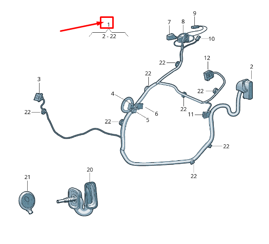 new skoda rapid nh front right door wiring harness rhd 5jh971120f original