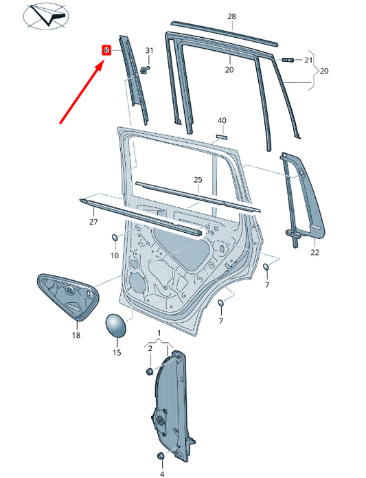 NEW VOLKSWAGEN T-ROC A11 REAR RIGHT DOOR MOLDING 2GA839902A041 ORIGINAL