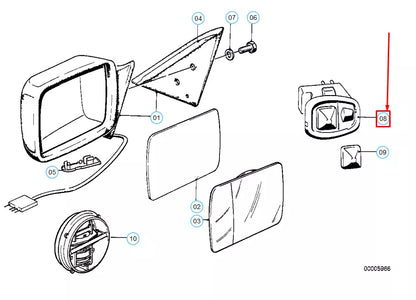 NEW BMW 3 E30 EXTERIOR MIRROR SWITCH WITH CHANGE-OVER SWITCH 61311378847