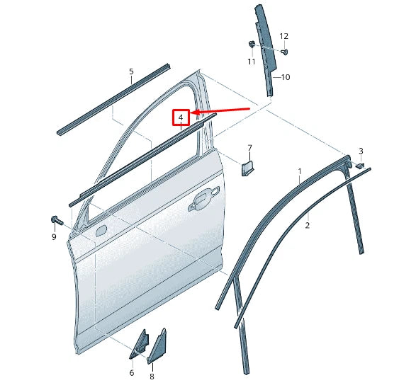 NEW AUDI Q5 FY FRONT RIGHT OUTER DOOR WINDOW APERTURE SEAL 80A837478B
