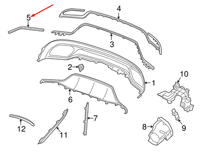 NEW MERCEDES-BENZ C W205 REAR BUMPER LEFT MOLDING A2058852721 ORIGINAL