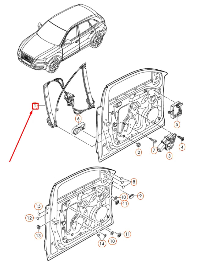 NEW AUDI Q5 8R FRONT LEFT DOOR WINDOW REGULATOR 8R0837461K ORIGINAL