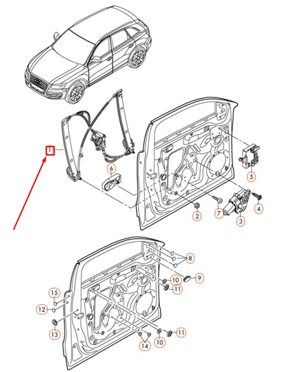 NEW AUDI Q5 8R FRONT LEFT DOOR WINDOW REGULATOR 8R0837461K ORIGINAL