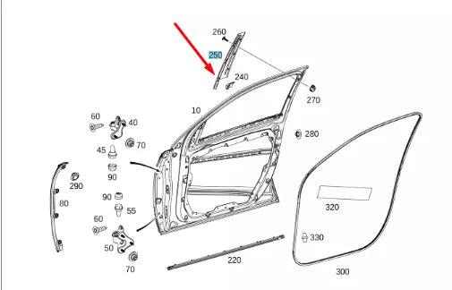 NEW MB GLE W167 FRONT LEFT DOOR ORNAMENTAL MOLDING TRIM A1676903300 ORIGINAL