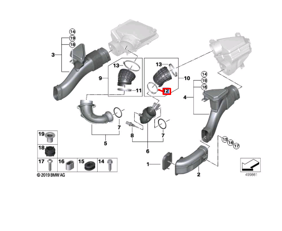new bmw x5 g05 intake air duct hose clamp 13718742201 8742201 original