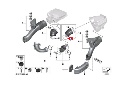 new bmw x5 g05 intake air duct hose clamp 13718742201 8742201 original