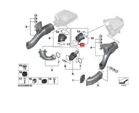 new bmw x5 g05 intake air duct hose clamp 13718742201 8742201 original