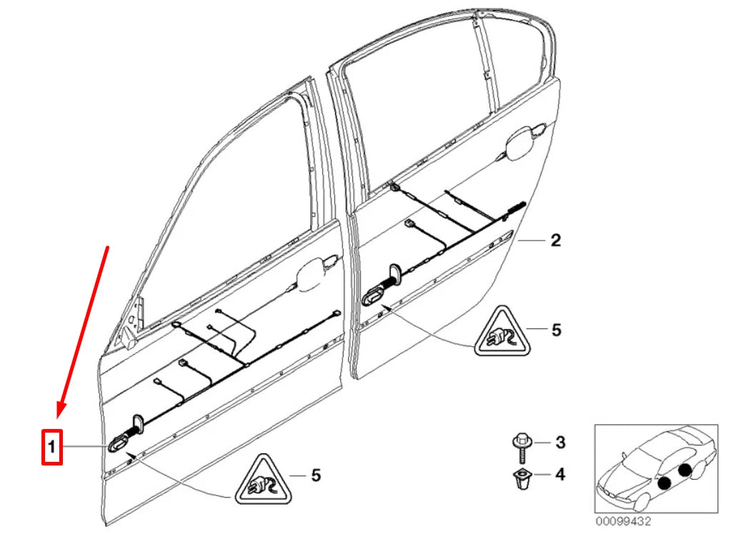 NEW BMW 3 E46 FRONT LEFT DOOR CABLES 6929211 61126929211 ORIGINAL