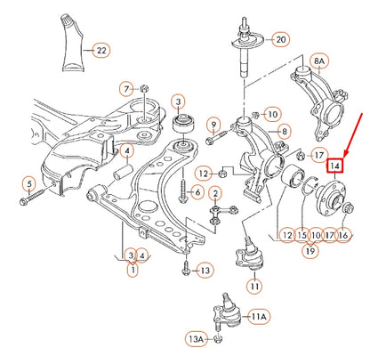 NEW VOLKSWAGEN BEETLE 9C FRONT WHEEL HUB WITH ROTOR 1J0407613H ORIGINAL