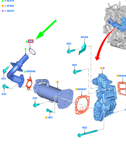 new ford transit mk4 egr tube inner seal ring bk2q-8527-aa 1754861 original